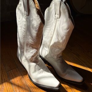 J.B. Dillon White Heeled Western Boots